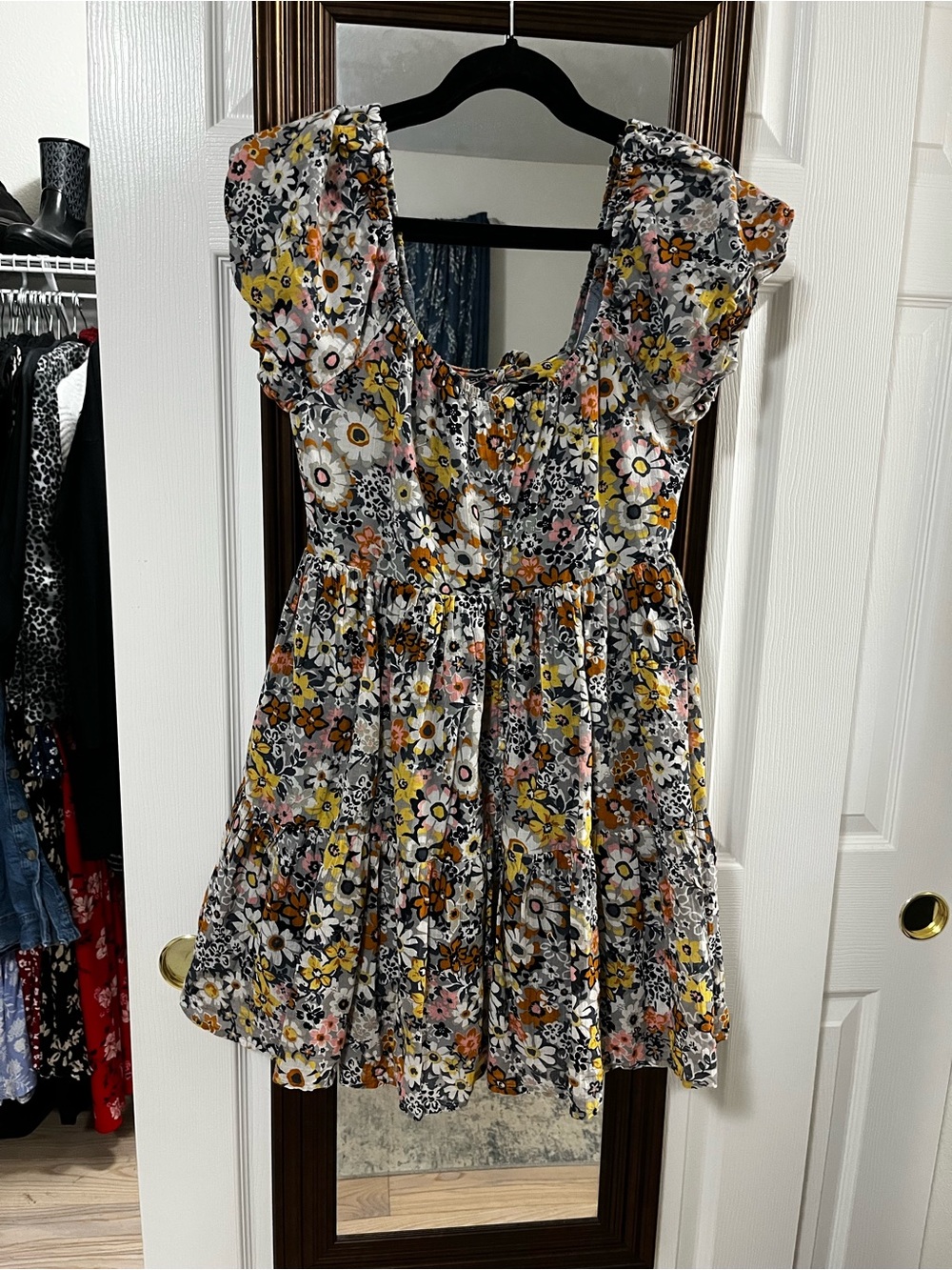 American Eagle floral mini dress with multicolored flowers
